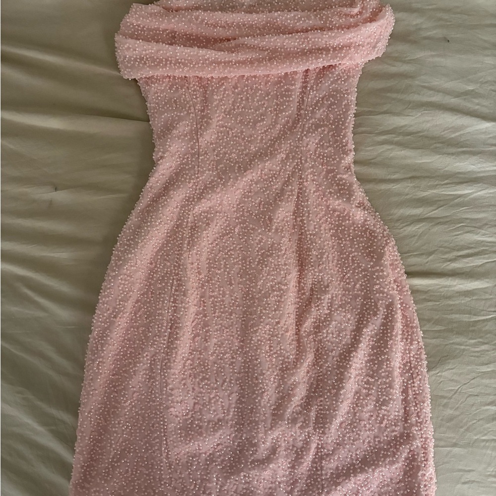 Oh Polly Strapless Pink Dress